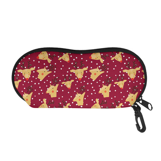 Christmas Deer Pattern Print Glasses Case