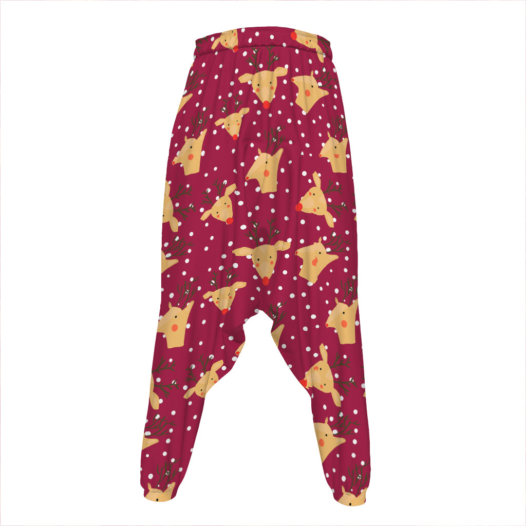 Christmas Deer Pattern Print Hammer Pants