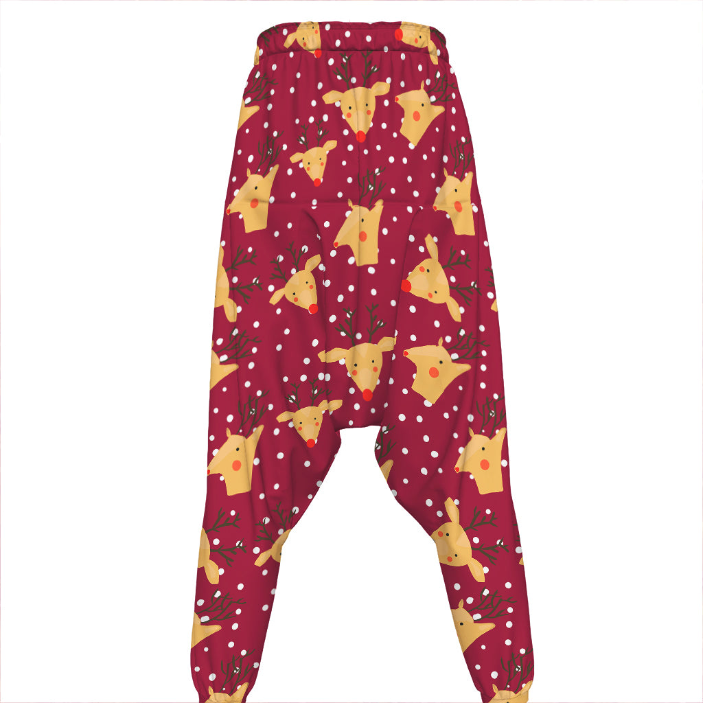 Christmas Deer Pattern Print Hammer Pants