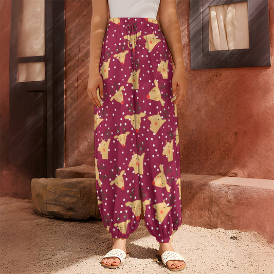 Christmas Deer Pattern Print Harem Pants