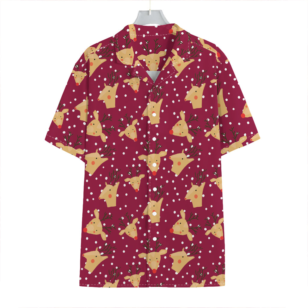 Christmas Deer Pattern Print Hawaiian Shirt