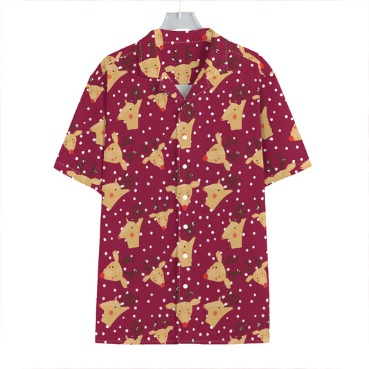 Christmas Deer Pattern Print Hawaiian Shirt