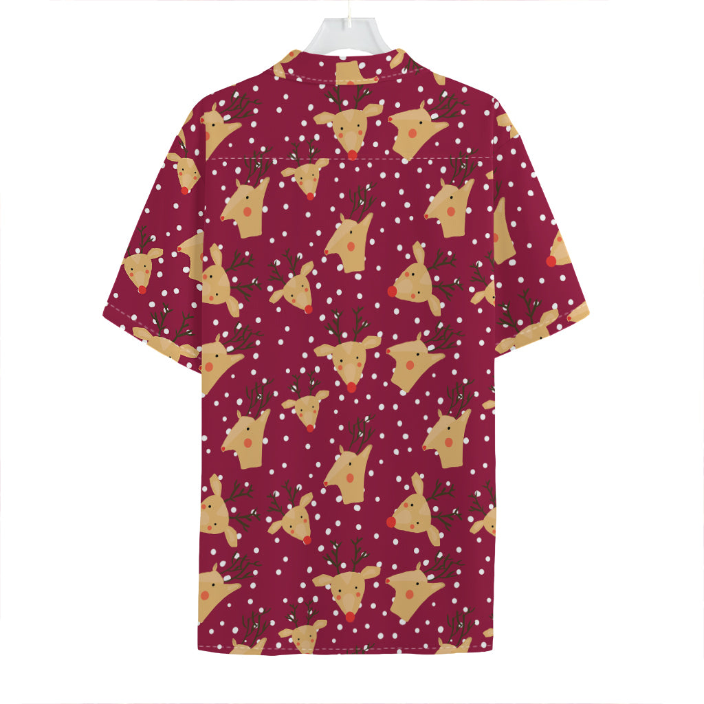 Christmas Deer Pattern Print Hawaiian Shirt