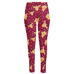 Christmas Deer Pattern Print High-Waisted Pocket Leggings