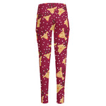 Christmas Deer Pattern Print High-Waisted Pocket Leggings