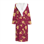 Christmas Deer Pattern Print Hooded Bathrobe