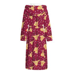 Christmas Deer Pattern Print Hooded Bathrobe