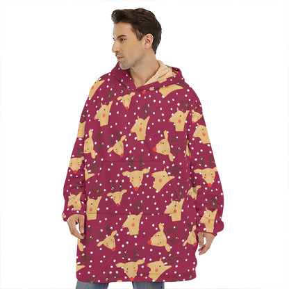 Christmas Deer Pattern Print Hoodie Blanket