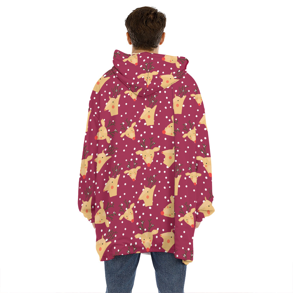 Christmas Deer Pattern Print Hoodie Blanket