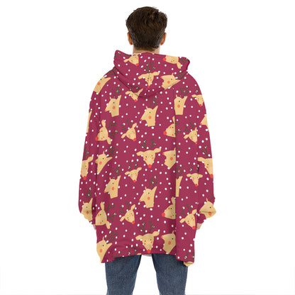 Christmas Deer Pattern Print Hoodie Blanket