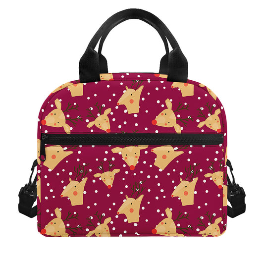 Christmas Deer Pattern Print Insulated Lunch Bag