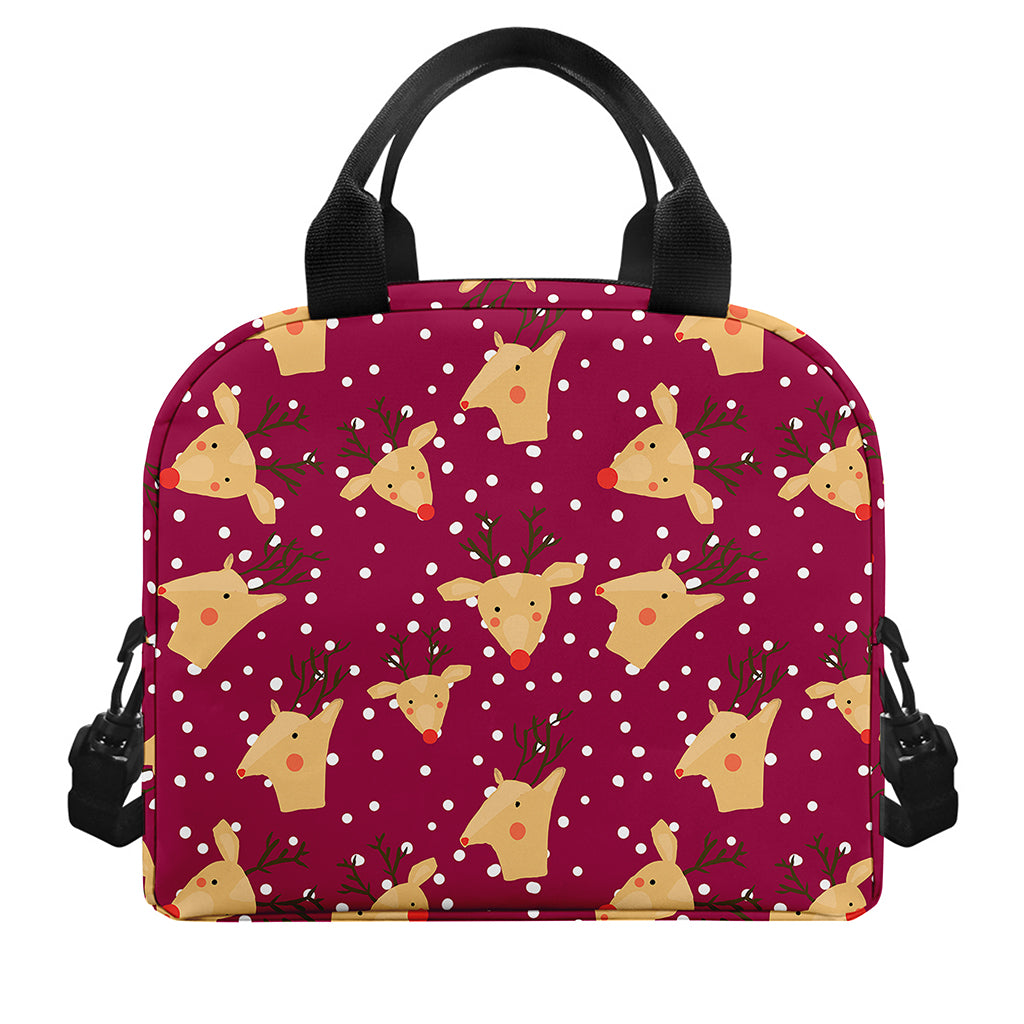 Christmas Deer Pattern Print Insulated Lunch Bag