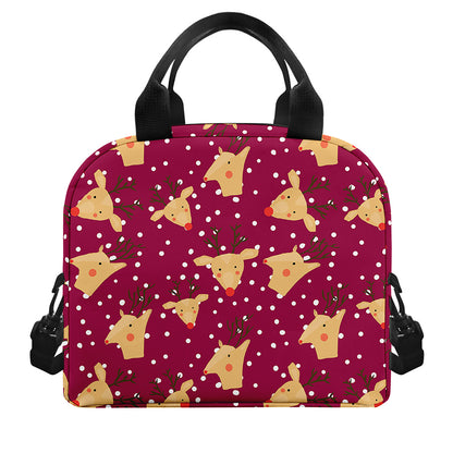 Christmas Deer Pattern Print Insulated Lunch Bag