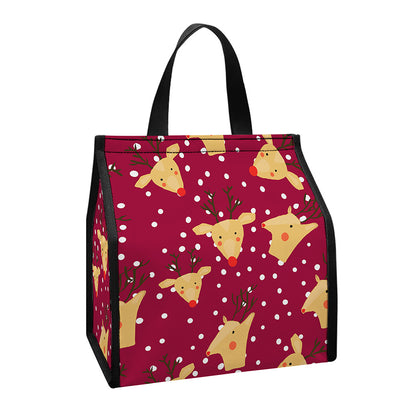 Christmas Deer Pattern Print Insulated Lunch Tote