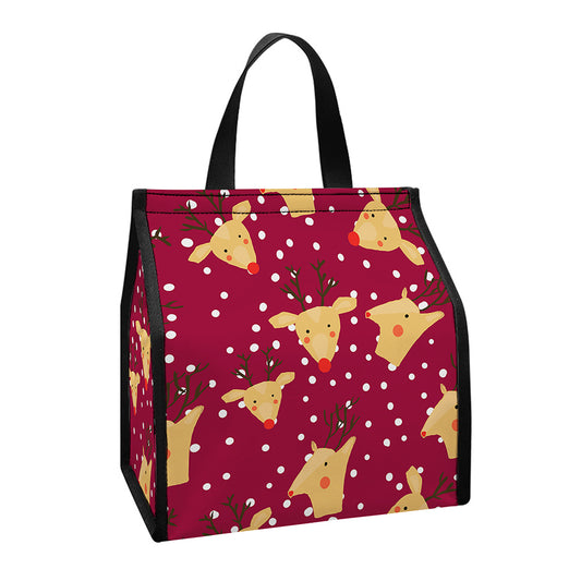 Christmas Deer Pattern Print Insulated Lunch Tote
