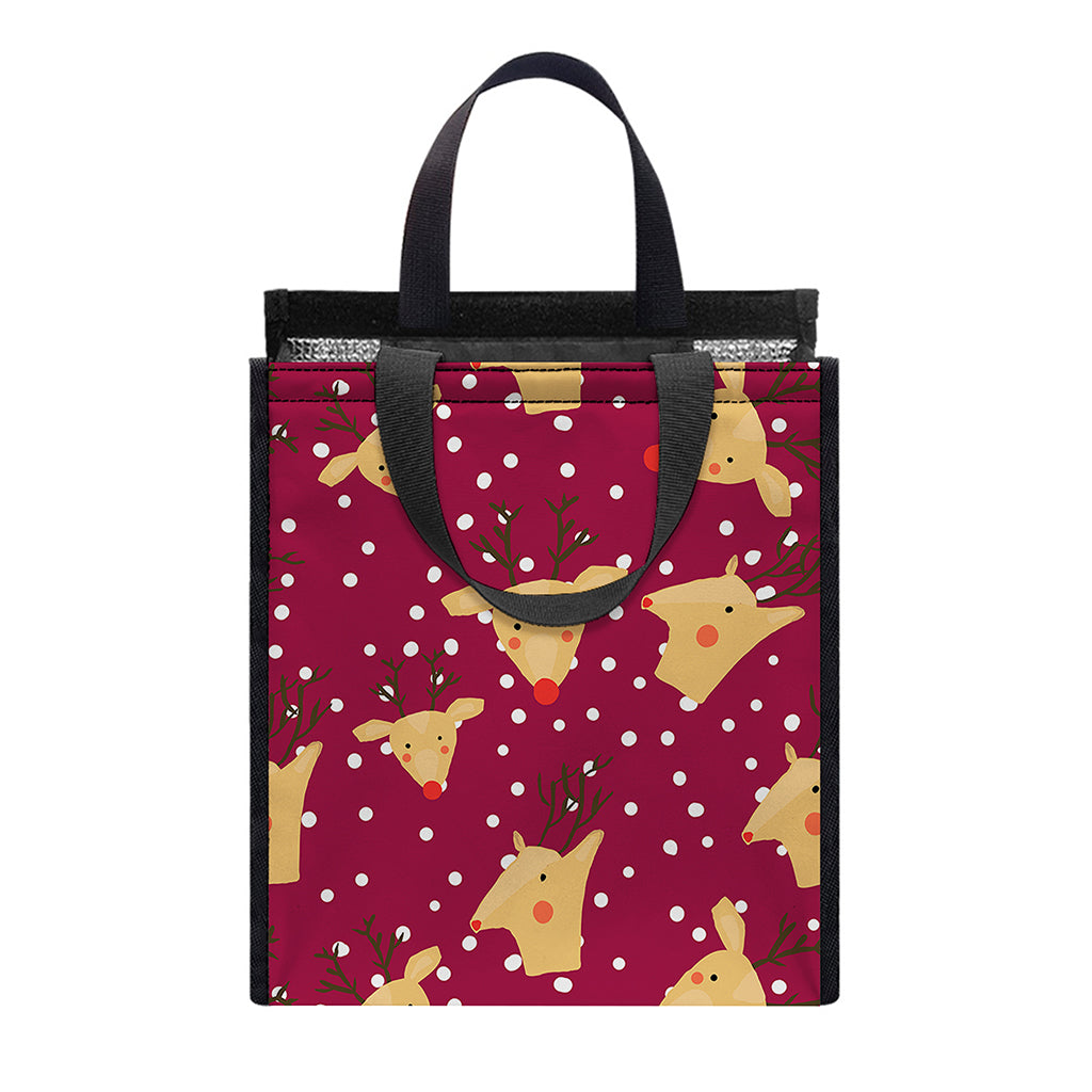 Christmas Deer Pattern Print Insulated Lunch Tote