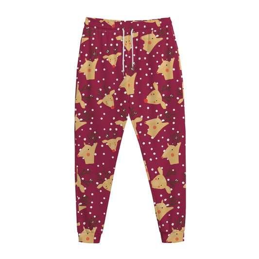 Christmas Deer Pattern Print Jogger Pants
