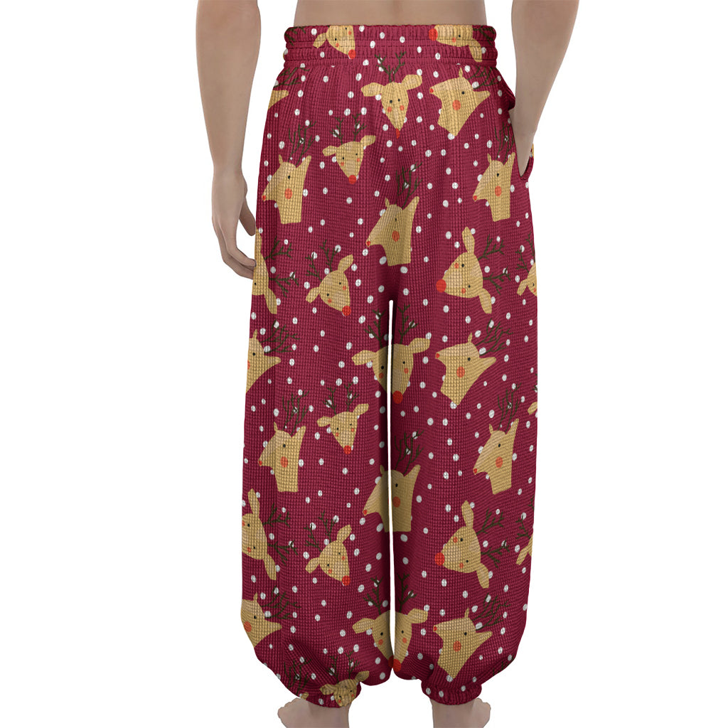 Christmas Deer Pattern Print Lantern Pants