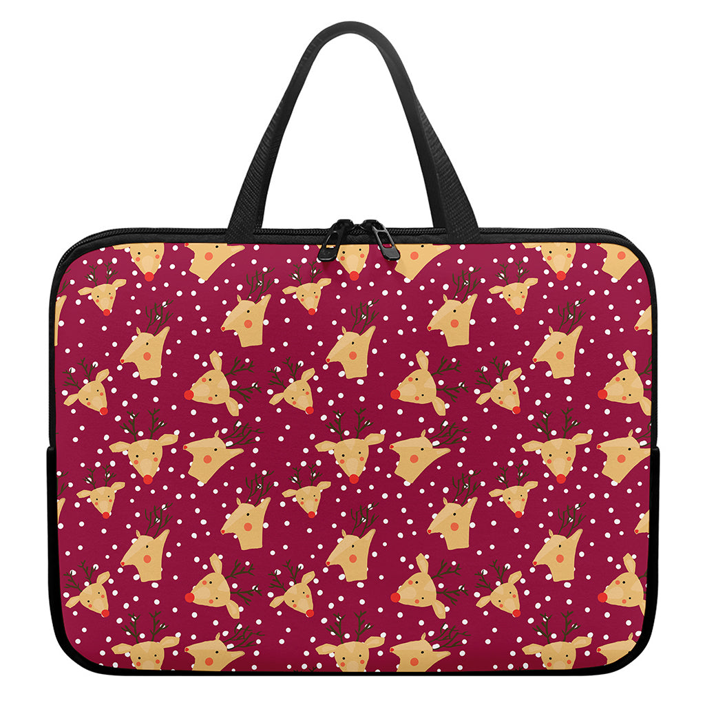 Christmas Deer Pattern Print Laptop Sleeve With Handle