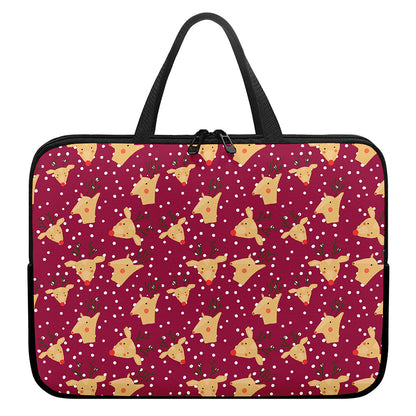 Christmas Deer Pattern Print Laptop Sleeve With Handle