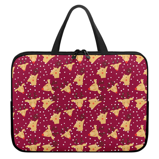 Christmas Deer Pattern Print Laptop Sleeve With Handle