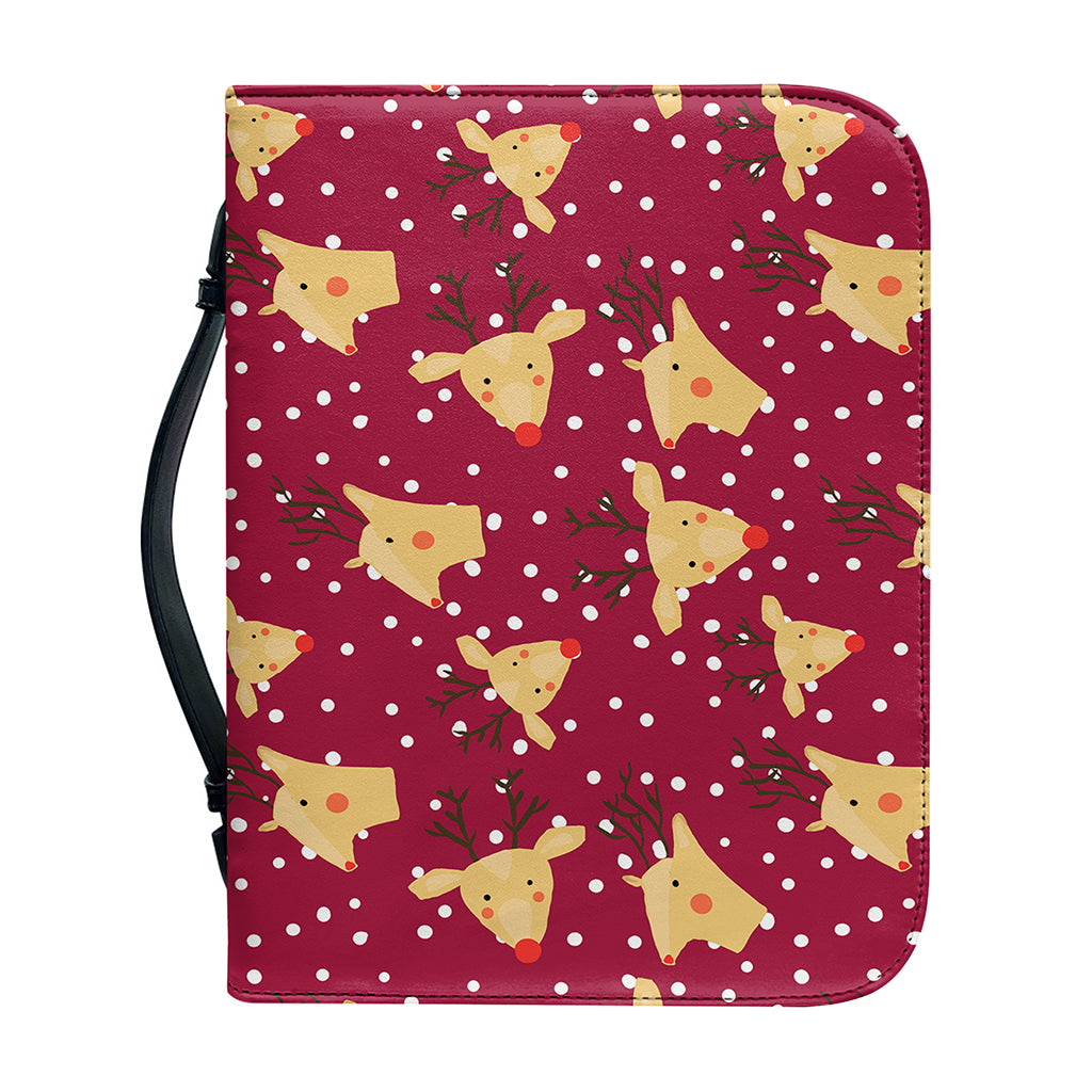 Christmas Deer Pattern Print Leather Bible Cover