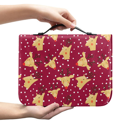 Christmas Deer Pattern Print Leather Bible Cover