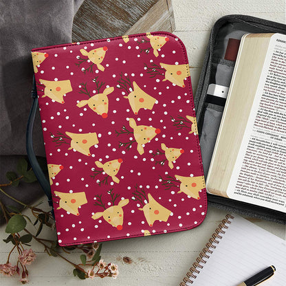 Christmas Deer Pattern Print Leather Bible Cover