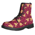 Christmas Deer Pattern Print Lace-Up Boots