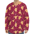 Christmas Deer Pattern Print Long Sleeve Baseball Jersey