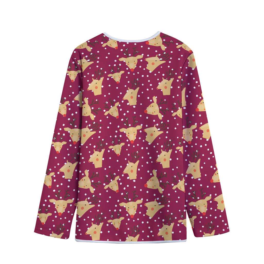 Christmas Deer Pattern Print Long Sleeve Short Coat
