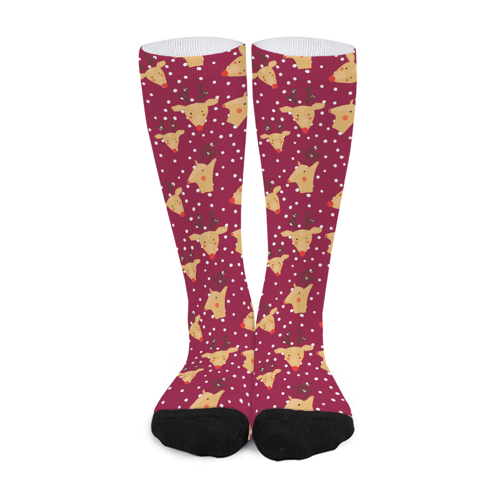 Christmas Deer Pattern Print Long Socks