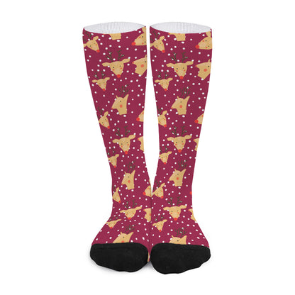 Christmas Deer Pattern Print Long Socks