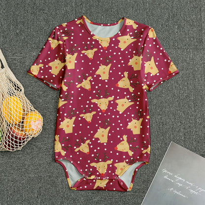 Christmas Deer Pattern Print Men's Bodysuit