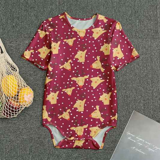 Christmas Deer Pattern Print Men's Bodysuit