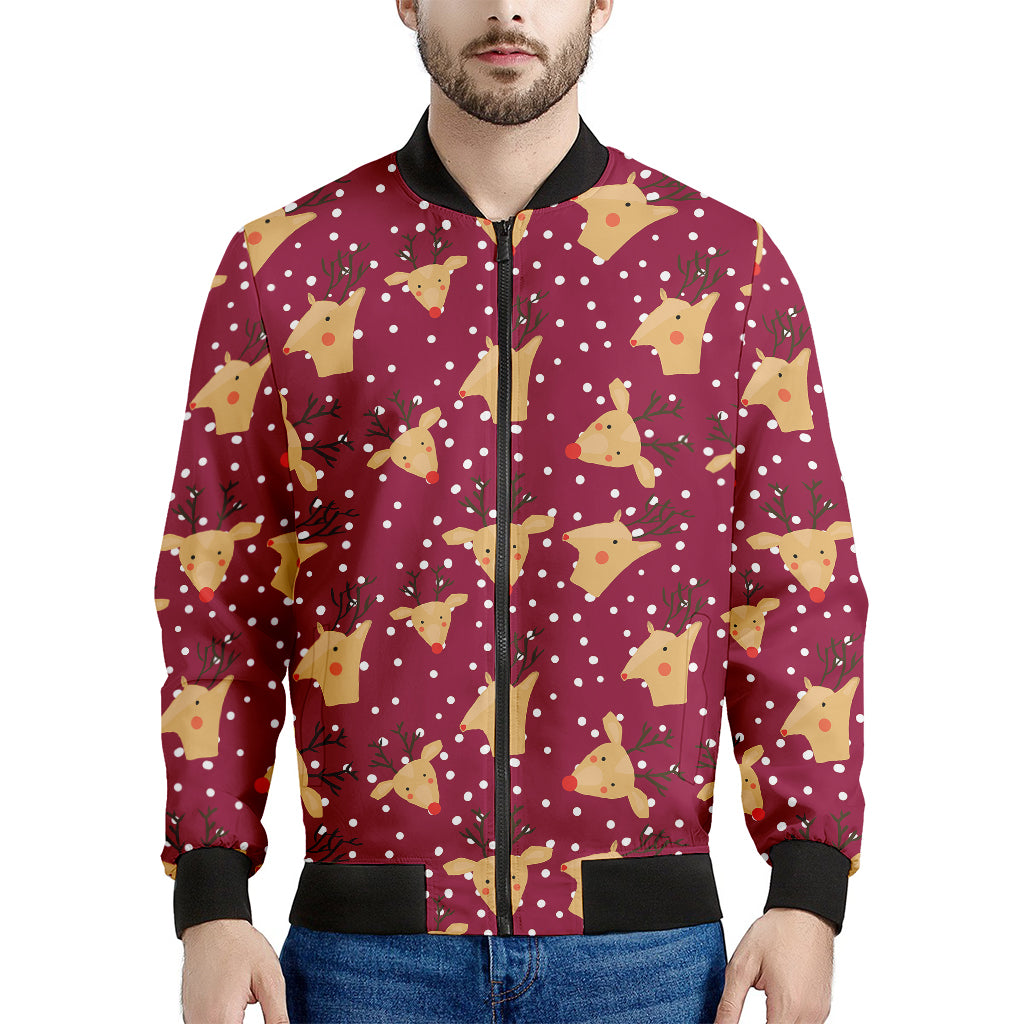 Christmas Deer Pattern Print Men's Bomber Jacket