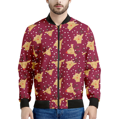 Christmas Deer Pattern Print Men's Bomber Jacket