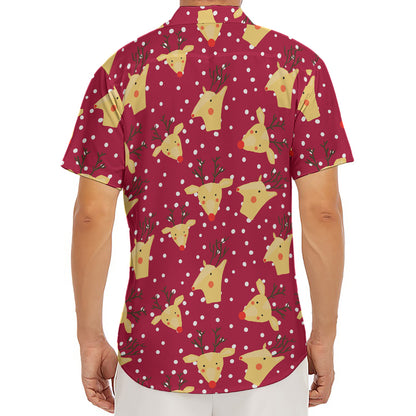 Christmas Deer Pattern Print Men's Deep V-Neck Shirt