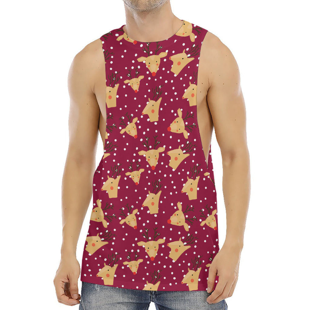 Christmas Deer Pattern Print Men's Muscle Tank Top