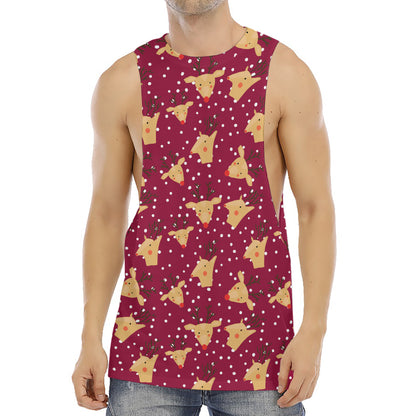 Christmas Deer Pattern Print Men's Muscle Tank Top