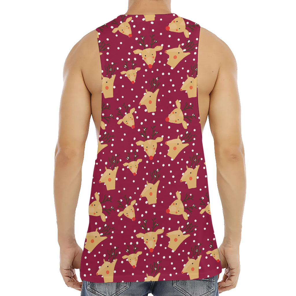 Christmas Deer Pattern Print Men's Muscle Tank Top