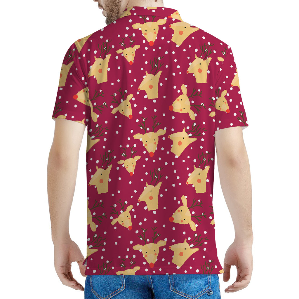 Christmas Deer Pattern Print Men's Polo Shirt