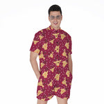 Christmas Deer Pattern Print Men's Rompers