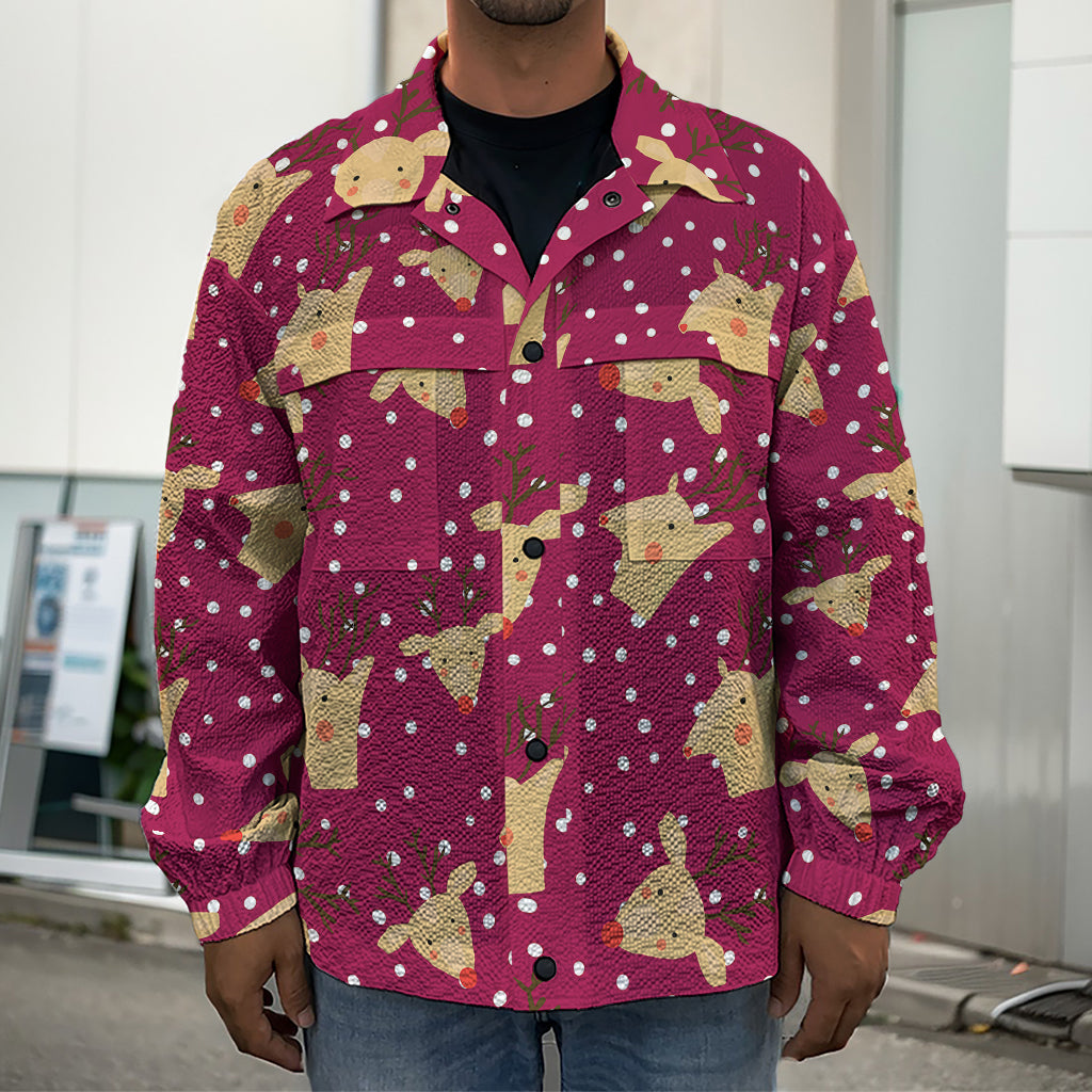 Christmas Deer Pattern Print Men's Shirt Jacket