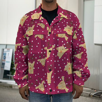 Christmas Deer Pattern Print Men's Shirt Jacket