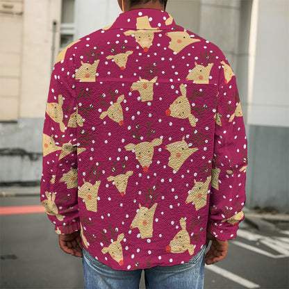 Christmas Deer Pattern Print Men's Shirt Jacket
