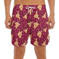 Christmas Deer Pattern Print Men's Split Running Shorts