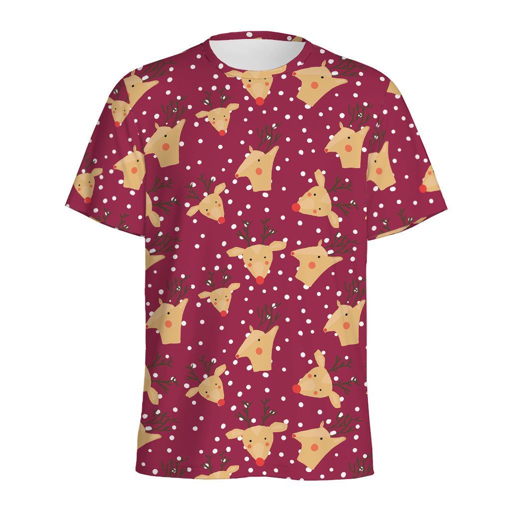 Christmas Deer Pattern Print Men's Sports T-Shirt