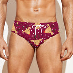 Christmas Deer Pattern Print Men's Swim Briefs