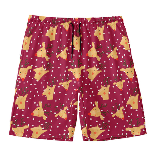 Christmas Deer Pattern Print Men's Swim Trunks